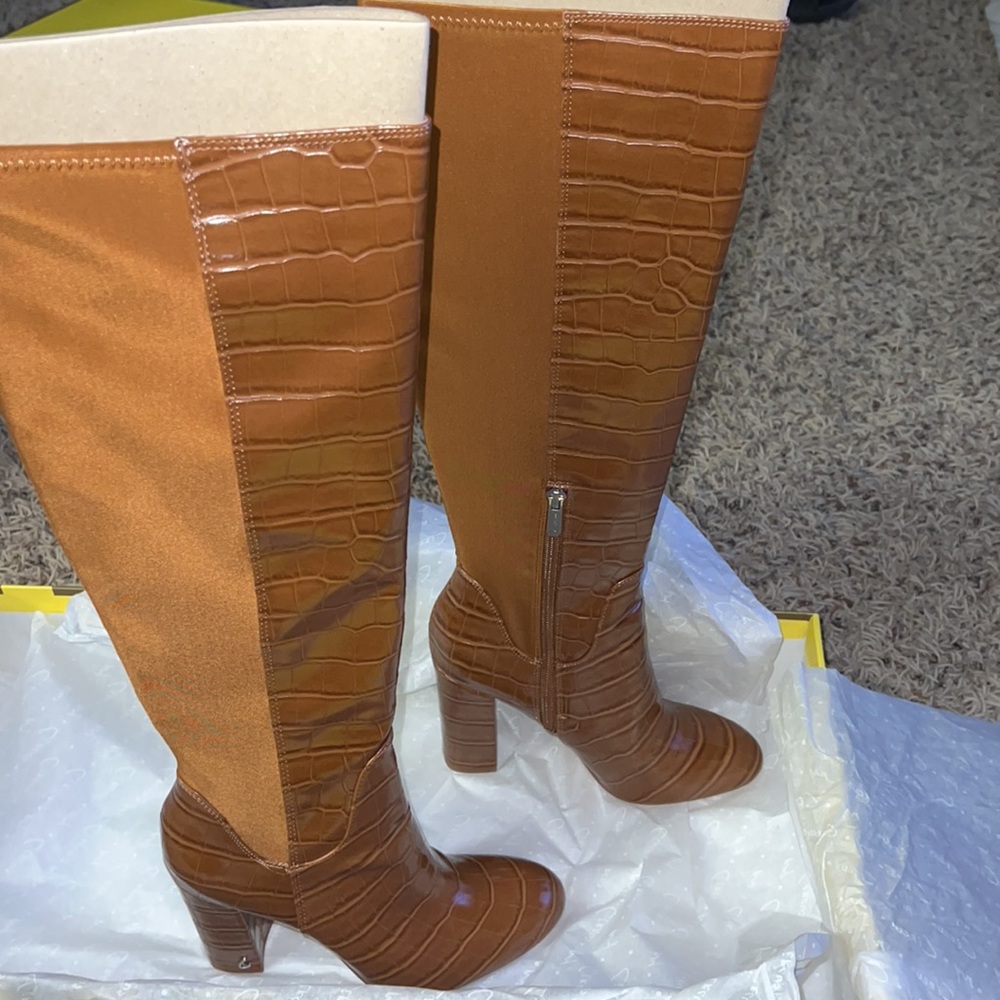 Calf high croc skin boots! So cute , so fashionable!